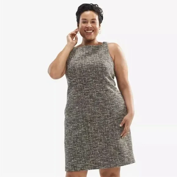 MM Lafleur Lydia Boucle Twisted Strap Tweed Knit Sheath Dress Gray Size 1A NWT - Picture 2 of 14